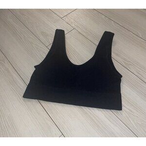 Gap Body Ribbed Seamless Comfort Wireless Bra Lined Womens M Medium Black